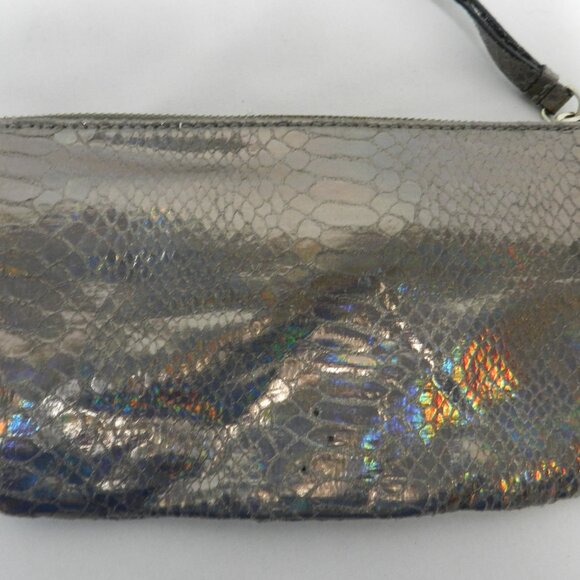 Juicy Couture snake embossed faux leather wristlet purse pouch metallic zip top - Picture 8 of 12